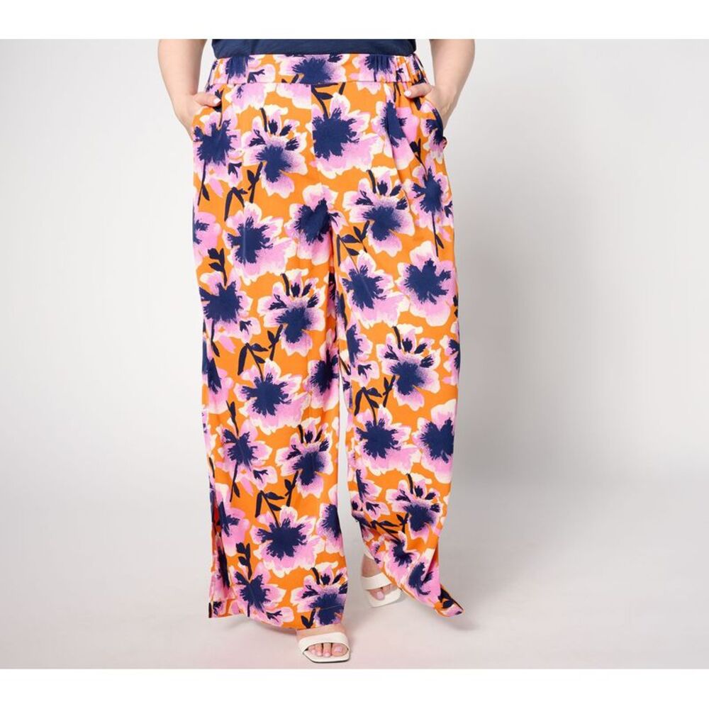 Studio Park Women's Pants Sz XS Reg Bold Floral Soft Woven Multi-colored